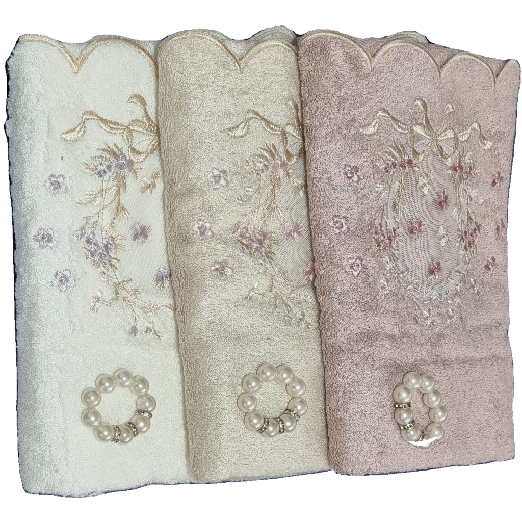 حوله پاپیلا  ترک با الیاف بامبو گیپوردوزی  BAMBO NAKISLI 1048-ARMONI 50*90