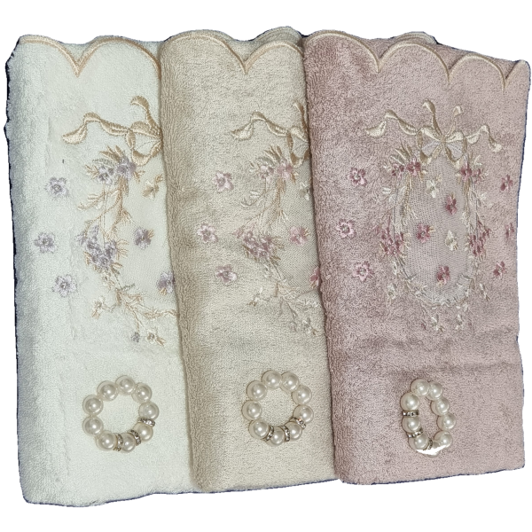 حوله پاپیلا  ترک با الیاف بامبو گیپوردوزی  BAMBO NAKISLI 1048-ARMONI 50*90