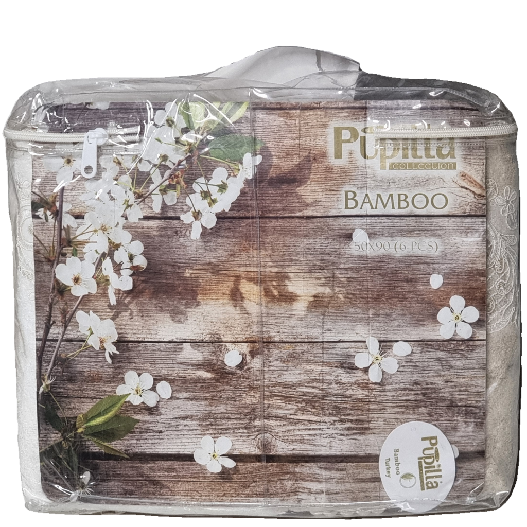 حوله پاپیلا  ترک با الیاف بامبو گیپوردوزی  BAMBO GUPURLU 1035-OLIVYUM 50*90