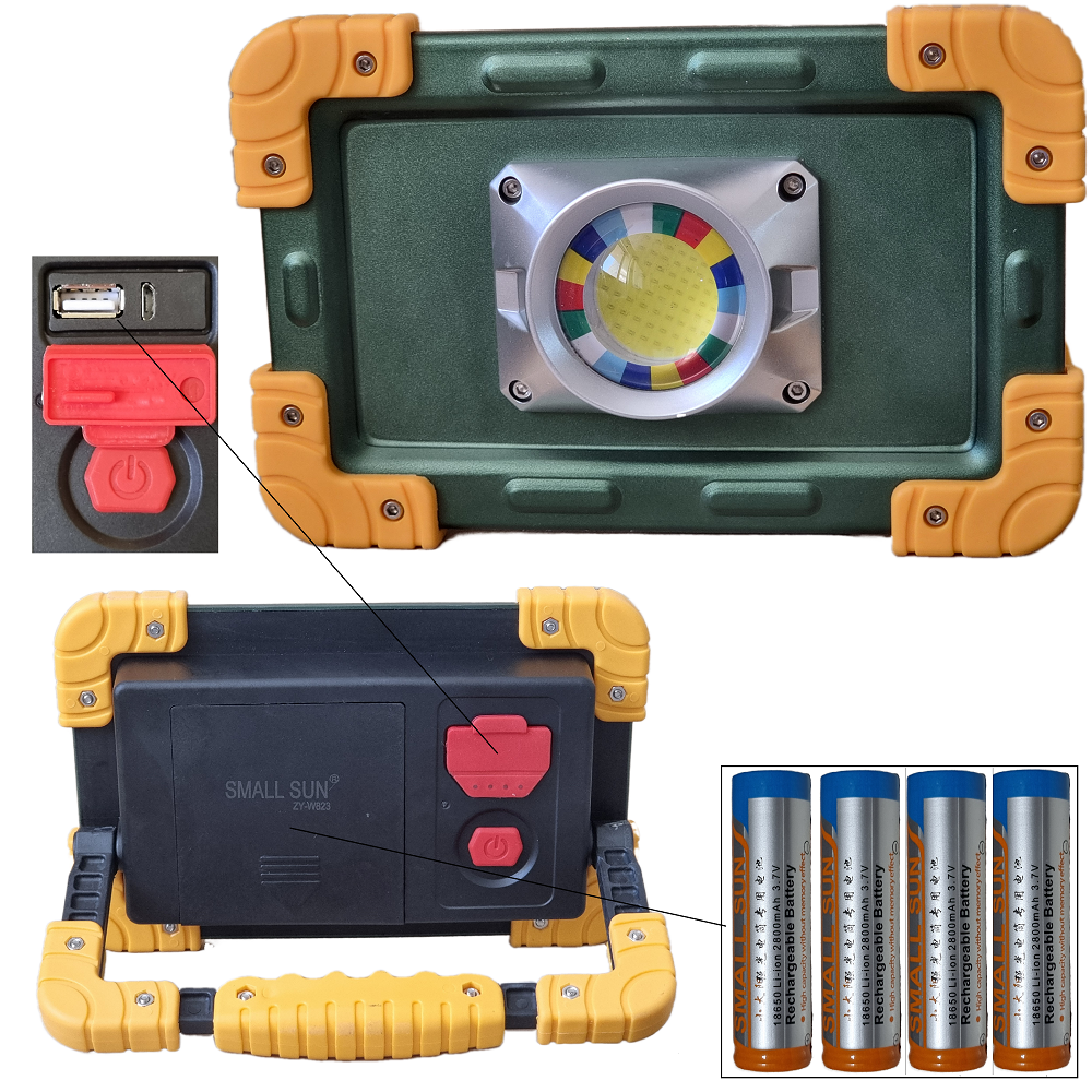 پروژکتور شارژی قابل حمل اسمال سان  W823 COB 30W